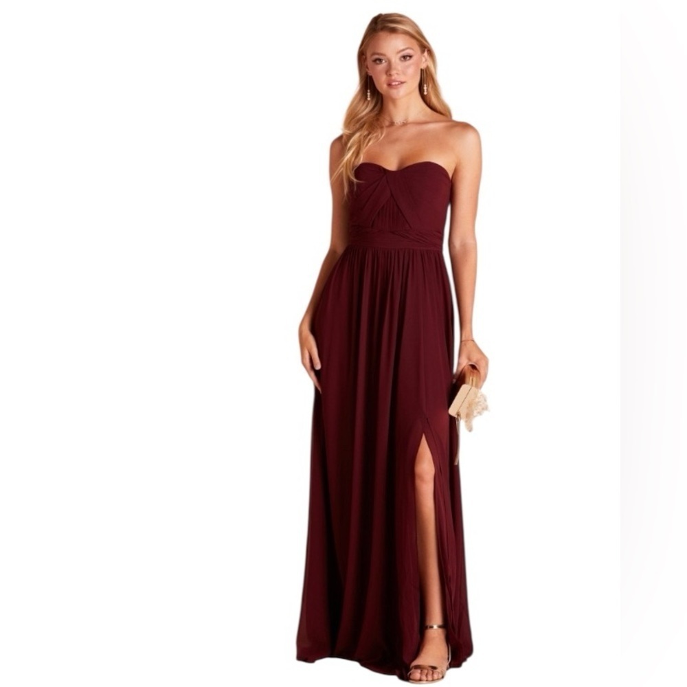 Birdy Grey - NWT Grace Chiffon Cabernet Strapless Bridesmaid Gown Sz XS
